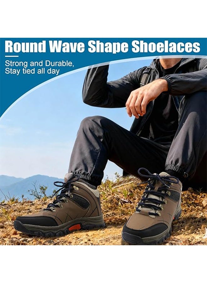 Lemon 2 Pairs Round Wave Shape Non Slip Heavy Duty and Durable Outdoor Climbing Shoelaces Hiking Shoe Laces Shoestrings - Image 2